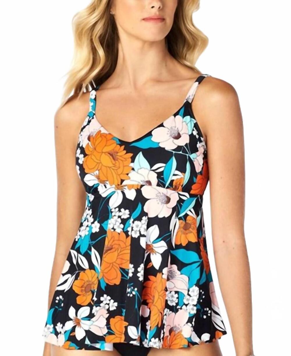 NEW SWIM SOLUTIONS floral print tankini top in multi